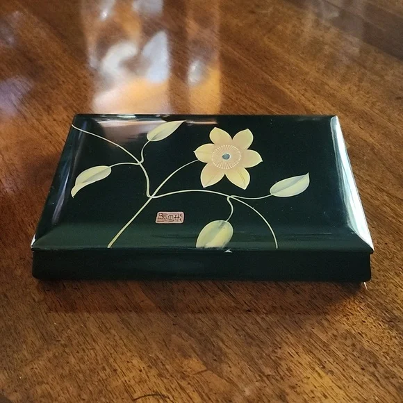 VTG JAPANESE AIZU-,NURI LACQUER FUMIBAKO BOX - Picture 11 of 13